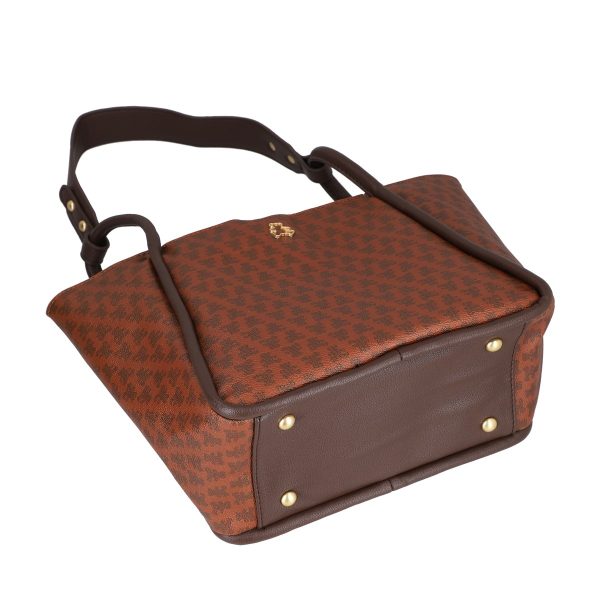 Geanta de mana casual femei din piele eco cafeniu cu maner confortabil Lulu Castagnette BSLLCA2208076 122