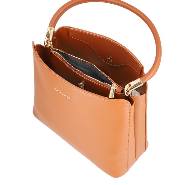 Geantă damă elegantă piele ecologică maro textură fină David Jones BS6840EL2209153 120