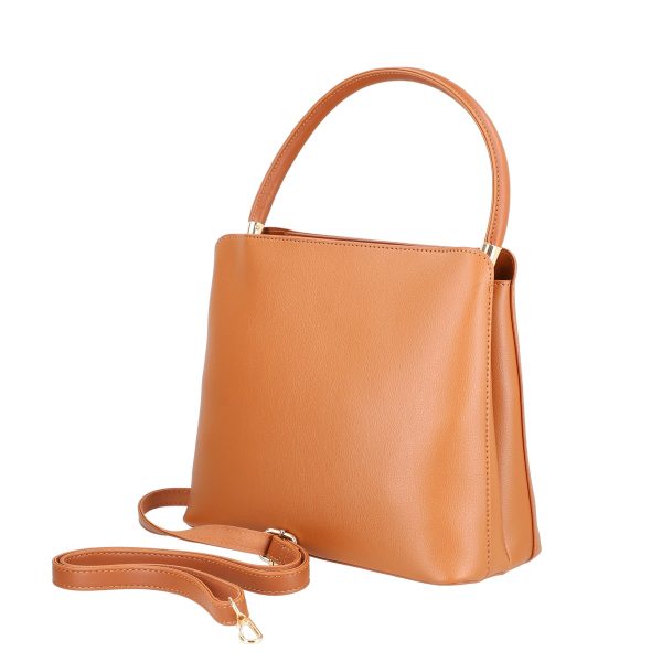 Geantă damă elegantă piele ecologică maro textură fină David Jones BS6840EL2209153 122