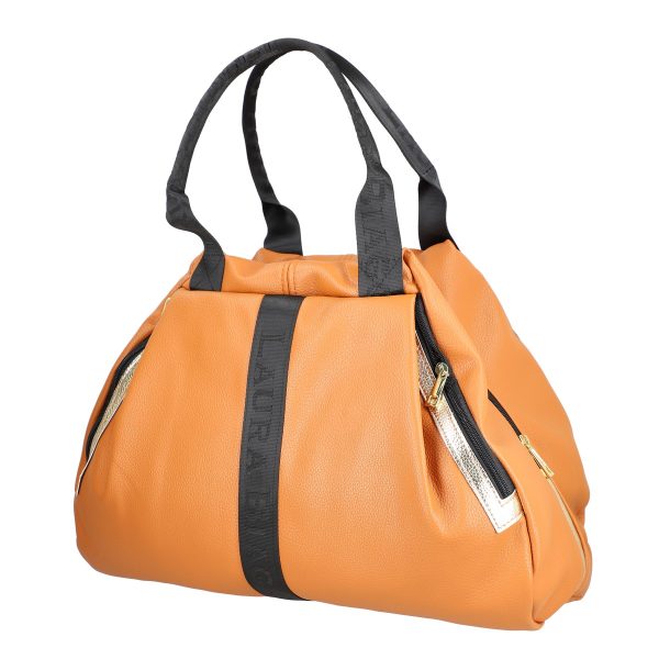 Geantă damă Shopper maro de talie mare fermoar cu auriu din piele ecologică Laura Biaggi BS975G2208214 123