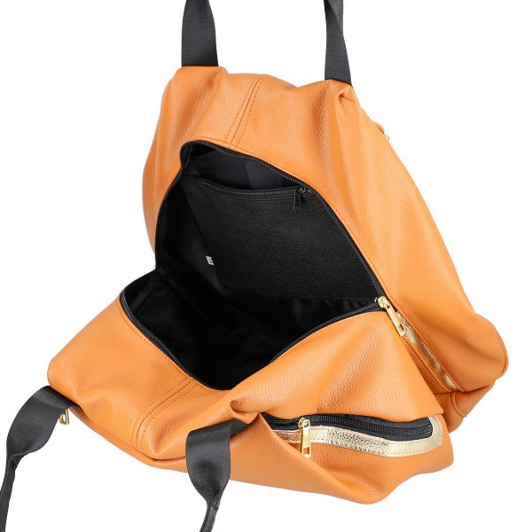 Geantă damă Shopper maro de talie mare fermoar cu auriu din piele ecologică Laura Biaggi BS975G2208214 120