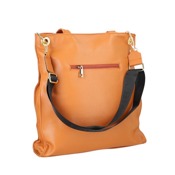 Geanta shopper femei piele ecologica maro cu capse laterale accesoriu metalic si bretele Laura Biaggi BS270R2208302 122
