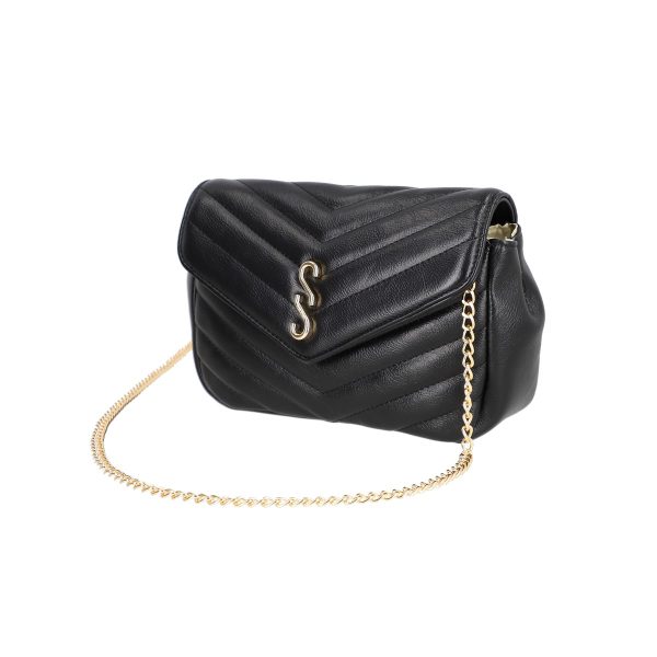 Geanta Mica - Poseta Dama cu Lant Casual Piele Ecologică Neagra cu Bretea de Umăr - Femestage BS2340FE2209100
