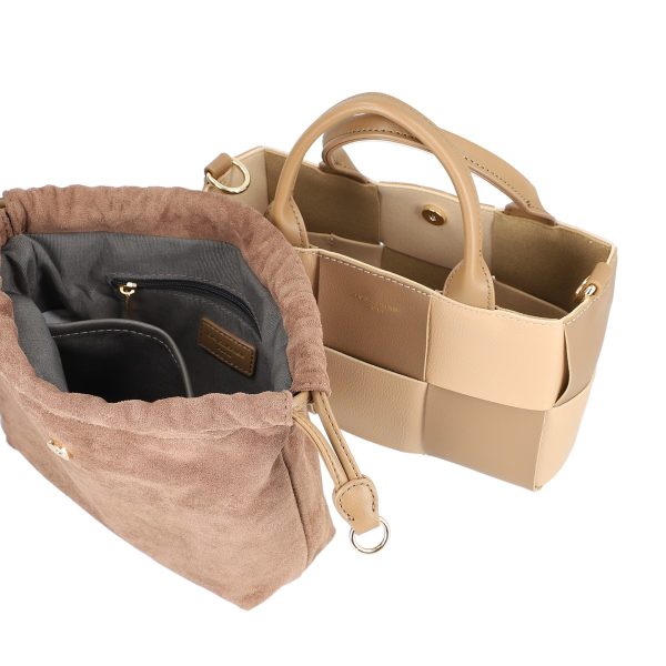 Poșetă casual femei piele eco galben întrețesută cu gentuță detașabilă David Jones BS6589PODJ2208423 120