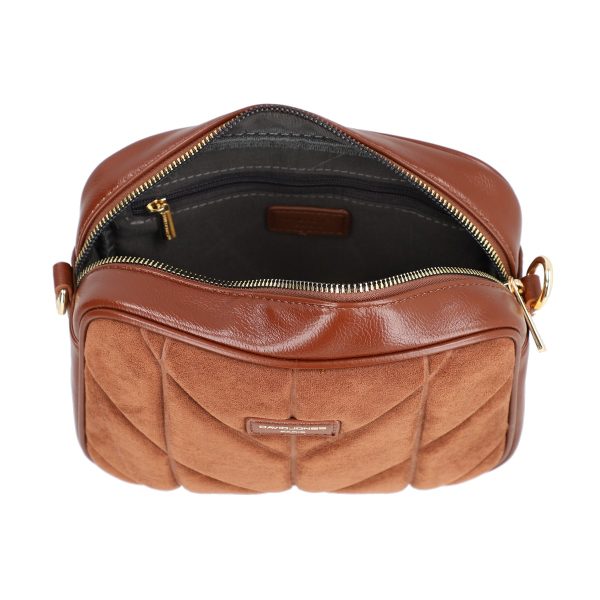 Poșetă casual femei piele ecologică maro cu un compartiment David Jones BS6856DJ2209106 120