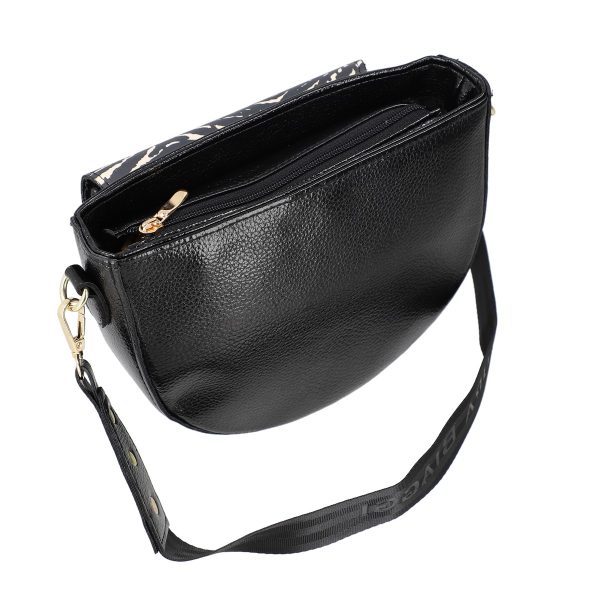 Poseta Mica Neagra Casual Femei Piele Eco Dungi Albe de Umăr - Laura Biaggi BS171IS2208252 119