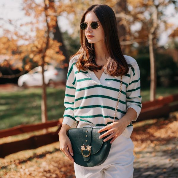 Poșetă damă casual piele ecologică verde de umăr Laura Biaggi BS209P2208258 120