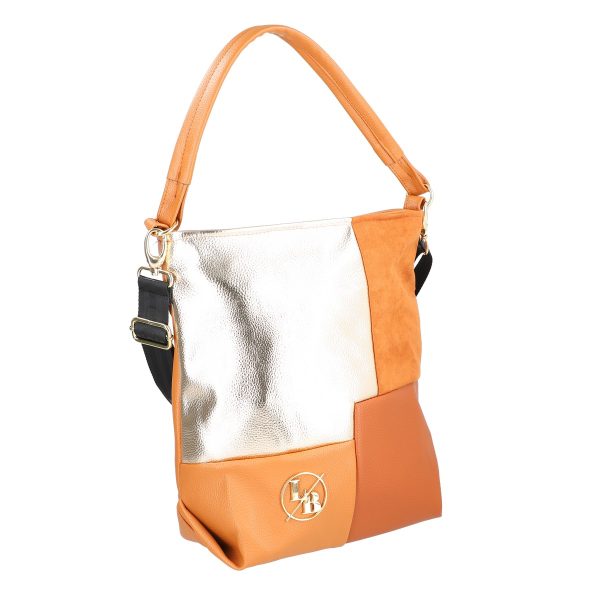 Geanta shopper dama piele eco maro model texturat mat cu lucios cu manere si bretea Laura Biaggi BS111KB2208213 120