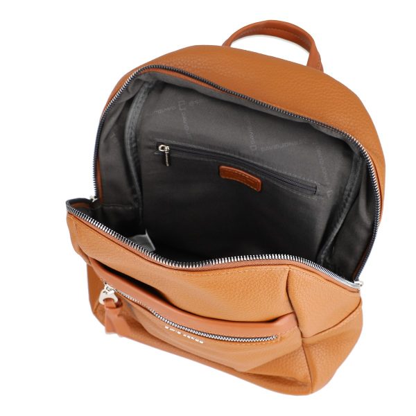 Rucsac damă piele ecologică maro cu buzunar frontal David Jones BS6807RUDJ2208414 123