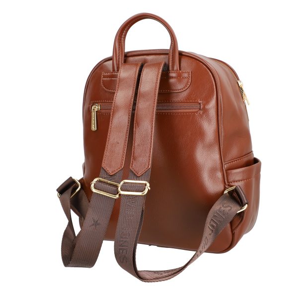 Rucsac femei piele ecologică maro închidere cu fermoar și buzunar frontal David Jones BS6856RU2209125 121