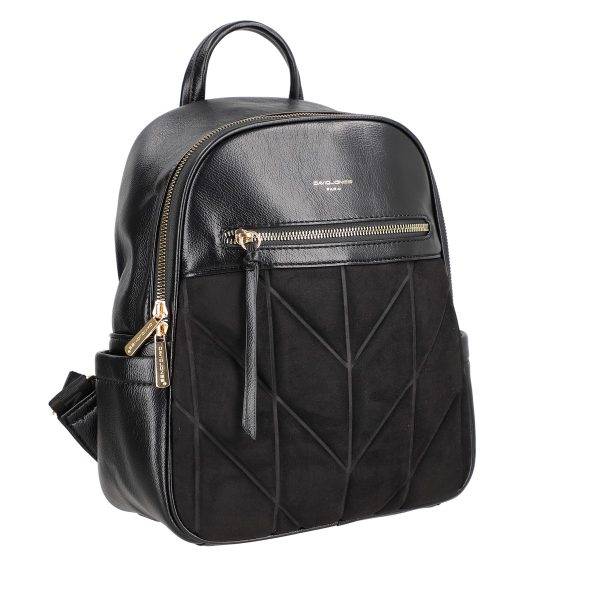 Rucsac femei piele ecologică negru închidere cu fermoar și buzunar frontal David Jones BS6856RU2209140 120
