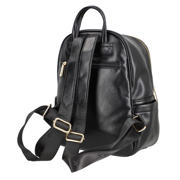 Rucsac femei piele ecologică negru închidere cu fermoar și buzunar frontal David Jones BS6856RU2209140 121