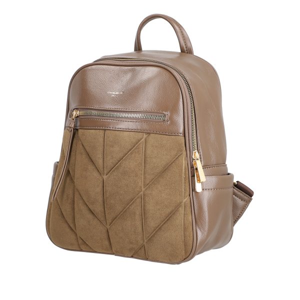 David Jones - Rucsac femei piele ecologică taupe închidere cu fermoar și buzunar frontal David Jones BS6856RU2209126