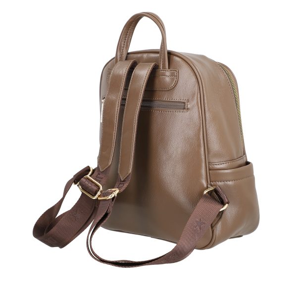 Rucsac femei piele ecologică taupe închidere cu fermoar și buzunar frontal David Jones BS6856RU2209126 121
