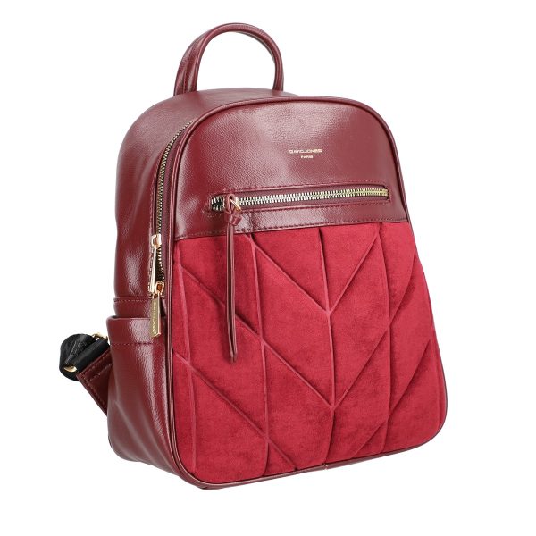 Rucsac Visiniu Dama Piele Eco Inchidere cu Fermoar și Buzunar Frontal - David Jones BS6856RU2209127 120