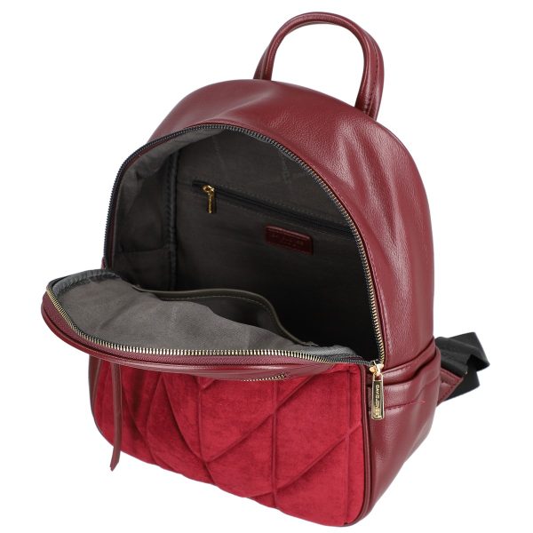 Rucsac Visiniu Dama Piele Eco Inchidere cu Fermoar și Buzunar Frontal - David Jones BS6856RU2209127 119