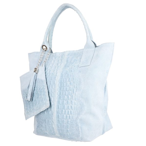 Geanta Albastra Piele Naturala Shopper, Breloc cu Buzunar - Laura Biaggi BS0201SH2301008 122