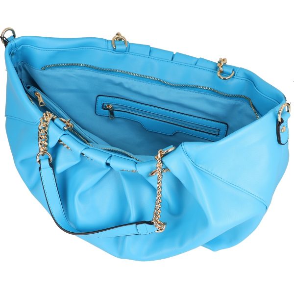 Geanta shopper piele eco albastru cu doua compartimente maner lant Alex Max BS1303SH2301104 123