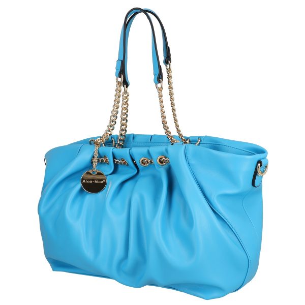 Geanta shopper piele eco albastru cu doua compartimente maner lant Alex Max BS1303SH2301104 122