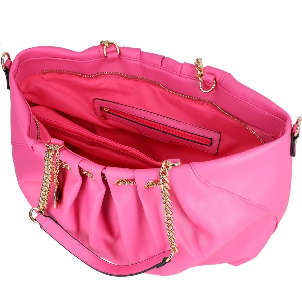 Geanta shopper piele eco fuchsia cu doua compartimente maner lant Alex Max BS1303SH2301105 122