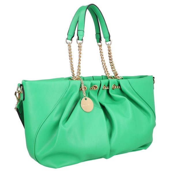 Geanta Shopper Cu Fermoar - Geanta shopper piele eco verde cu doua compartimente maner lant Alex Max BS1303SH2301103