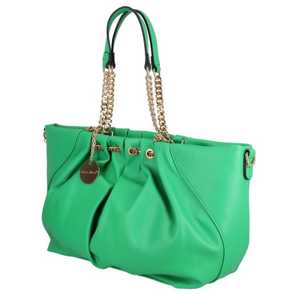 Geanta shopper piele eco verde cu doua compartimente maner lant Alex Max BS1303SH2301103 120