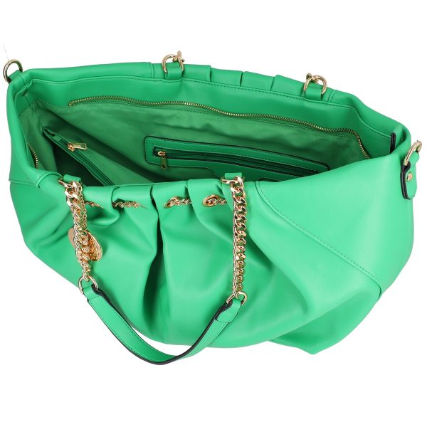 Geanta shopper piele eco verde cu doua compartimente maner lant Alex Max BS1303SH2301103 121