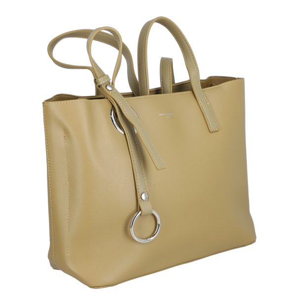 David Jones - Geanta shopper piele eco verde olive de umar cu un compartiment David Jones BS6641CA2301147