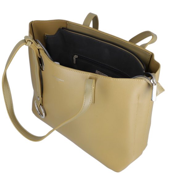 Geanta shopper piele eco verde olive de umar cu un compartiment David Jones BS6641CA2301147 121