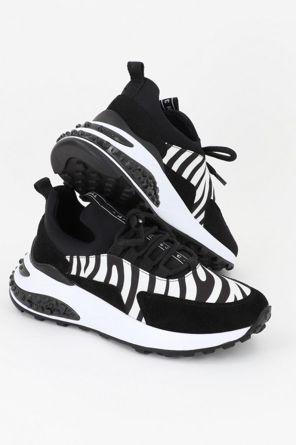 Pantofi sport material textil negru/alb cu platforma BS023PSRO2301515 122