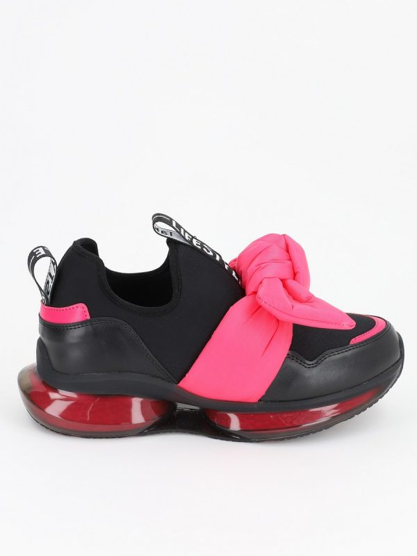 Pantofi Sport Dama Negru cu Roz Material Textil cu Platforma - BSE881PSRO2301508 122