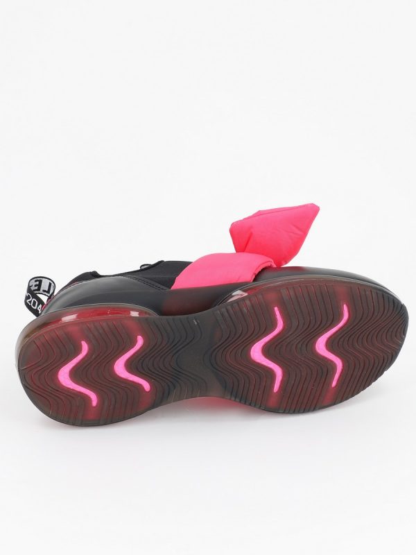 Pantofi Sport Dama Negru cu Roz Material Textil cu Platforma - BSE881PSRO2301508 124