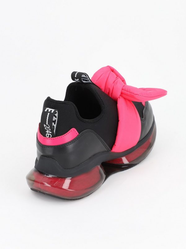 Pantofi Sport Dama Negru cu Roz Material Textil cu Platforma - BSE881PSRO2301508 121