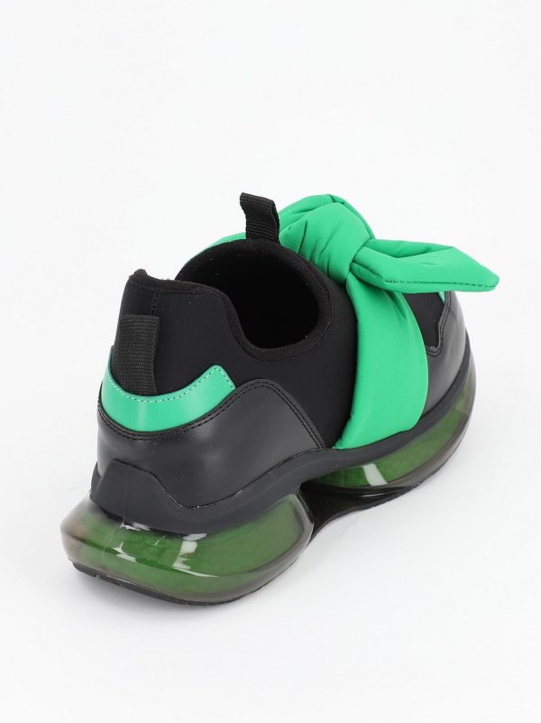 Pantofi Sport cu Platforma Dama Material Textil Negru cu Verde cu Platforma - BSES881PSRO2301505 122