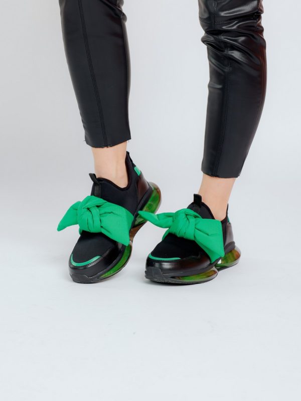 Pantofi Sport cu Platforma Dama Material Textil Negru cu Verde cu Platforma - BSES881PSRO2301505 120