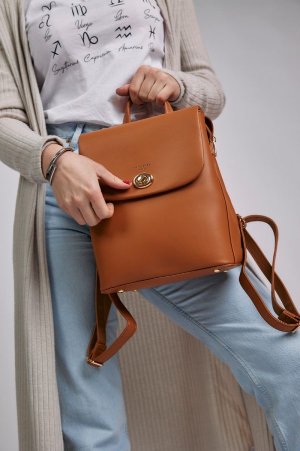 Rucsac dama piele ecologica maro doua compartimente David Jones BS6904RU2301122 120