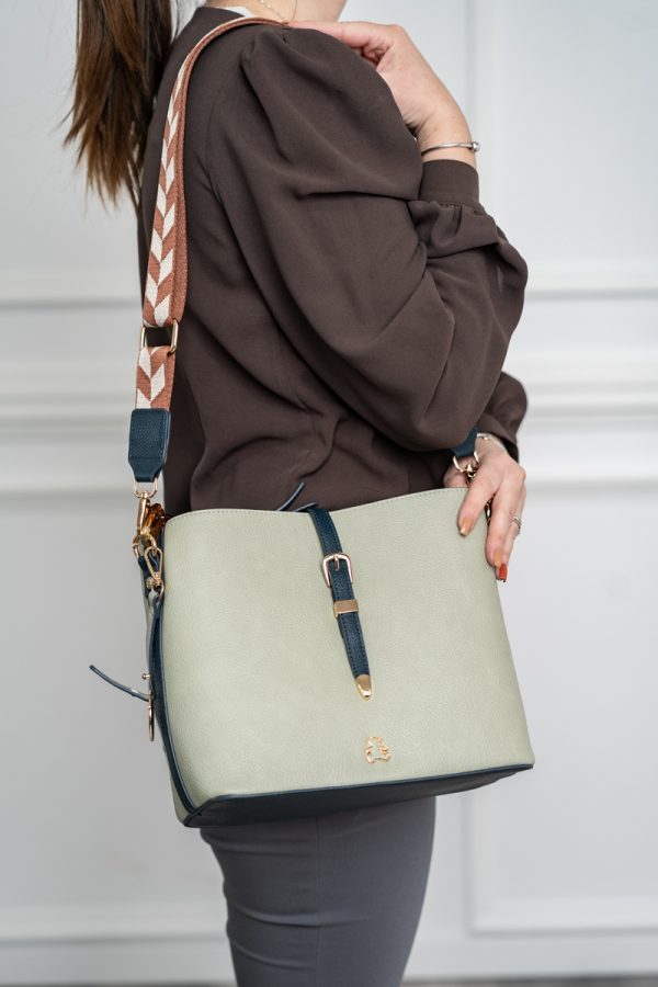 Geanta dama casual verde piele eco cu trei compartimente Lulu Castagnette BS2383CA230274 119