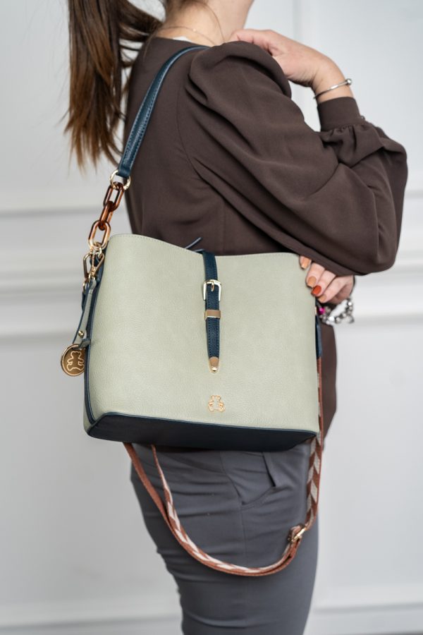 Geanta dama casual verde piele eco cu trei compartimente Lulu Castagnette BS2383CA230274 121