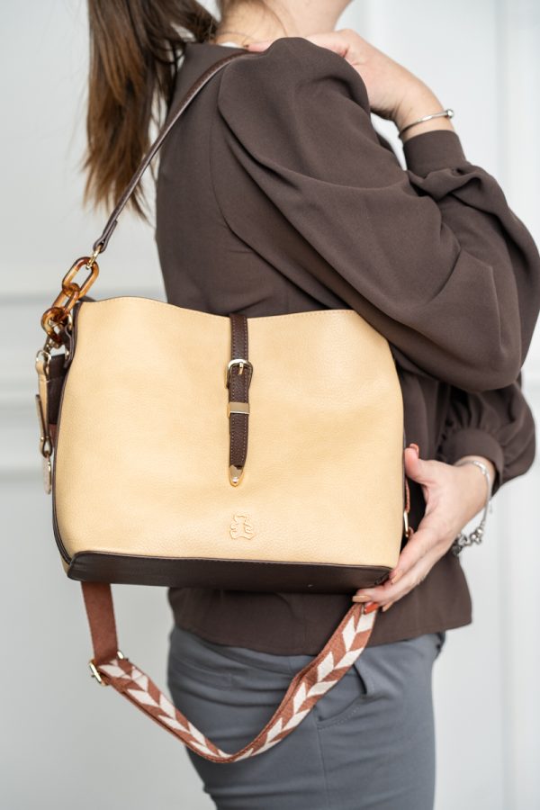 Geanta Eleganta Bej Dama Piele Eco cu 3 Compartimente - Lulu Castagnette BS2383CA230273 122