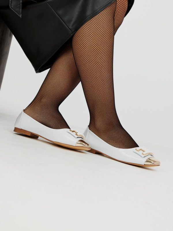 Balerini Dama Albi Eleganti Piele Ecologica Varf Lucios BS016BARO2301567 119
