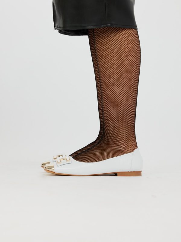 Balerini Dama Albi Eleganti Piele Ecologica Varf Lucios BS016BARO2301567 123