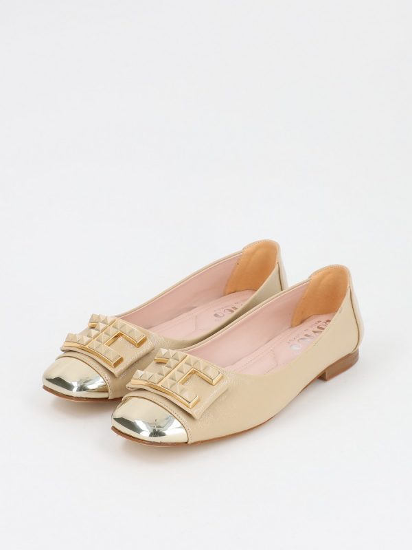 Balerini Bej Dama Eleganti Piele Ecologica Varf Lucios BS016BARO2301565 122