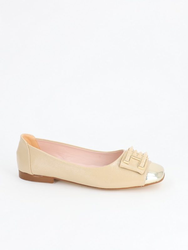 Balerini Bej Dama Eleganti Piele Ecologica Varf Lucios BS016BARO2301565 124
