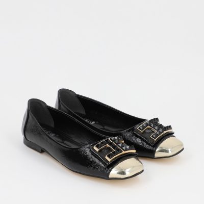 Balerini eleganti piele ecologica negru varf lucios BS016BARO2301566