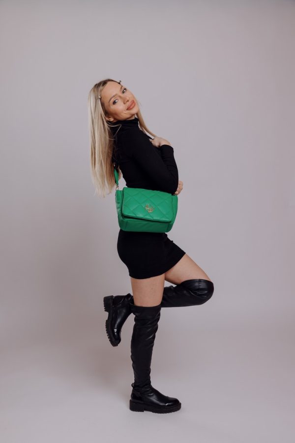 Geanta casual din piele eco matlasat verde cu un compartiment Laura Biaggi BS1137CA2301261 122