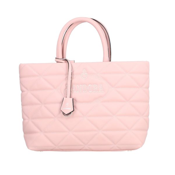 Geanta casual pentru femei material impermeabil matlasat roz cu un compartiment spațios și manere BS267P2209071 120