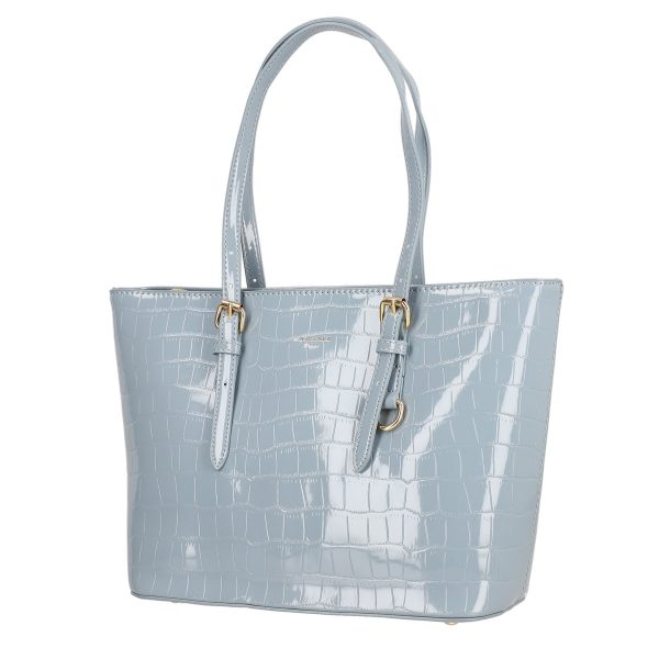 David Jones - Geanta casual piele ecologica texturata albastru cu maner David Jones BS6916CA2301114