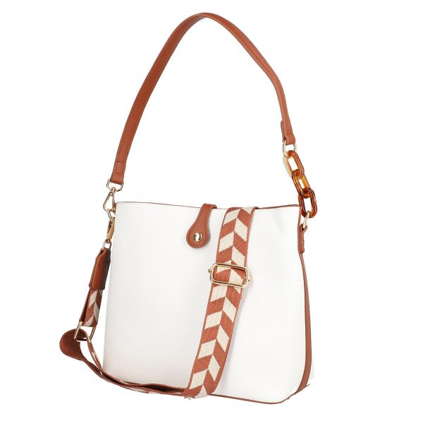 Geanta Alba Eleganta Piele Eco cu 3 Compartimente - Lulu Castagnette BS2383CA230272 120
