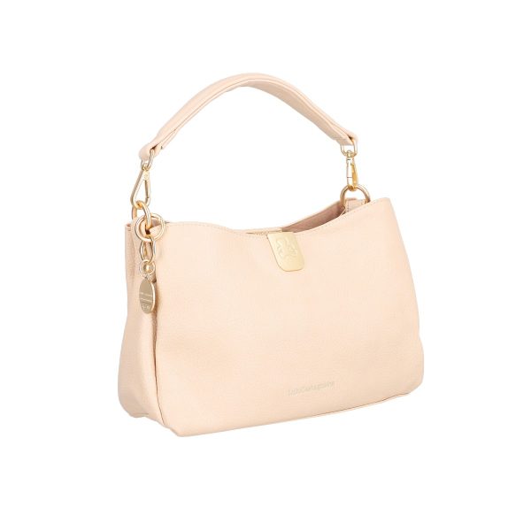 Geanta dama casual din piele ecologica bej cu trei compartimente Lulu Castagnette BS0106CA2302028 124