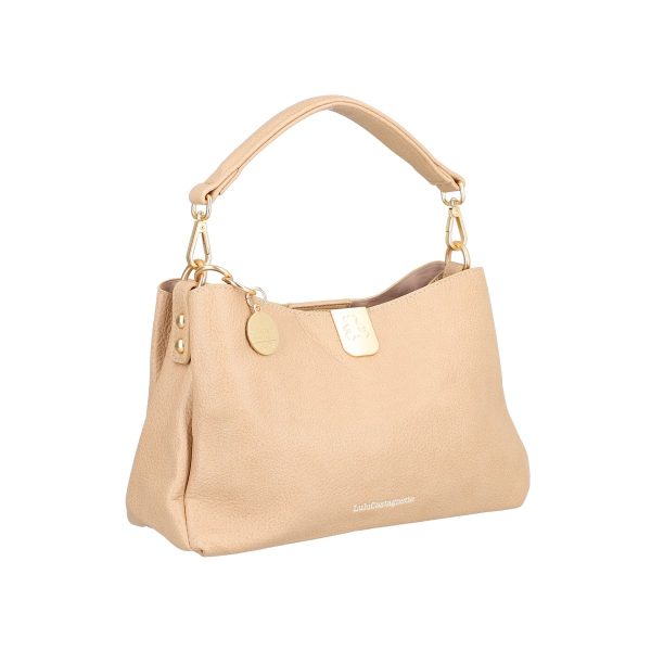 Geanta dama casual din piele ecologica bej inchis cu trei compartimente Lulu Castagnette BS0106CA2302031 123